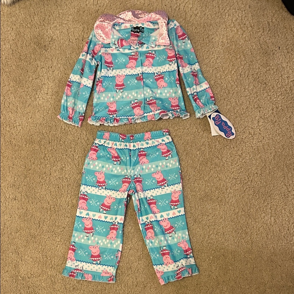 Peppa Pig Turquoise and Pink Pajama Set for Kids